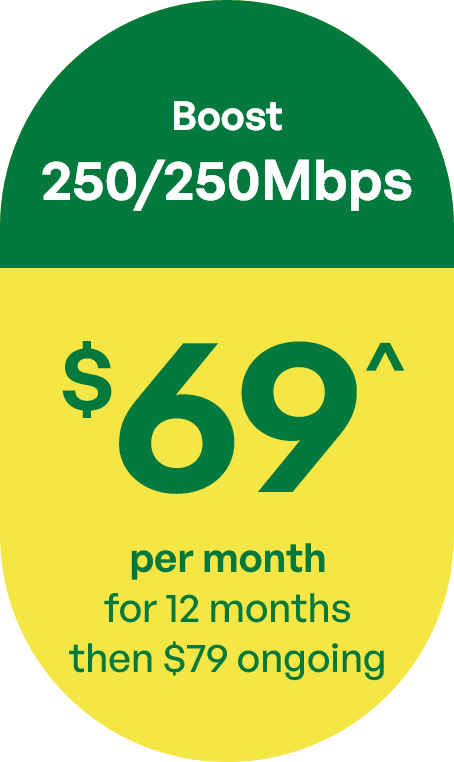 Boost plan - 250/250Mbps $69 per month for 12 months, then $79 ongoing