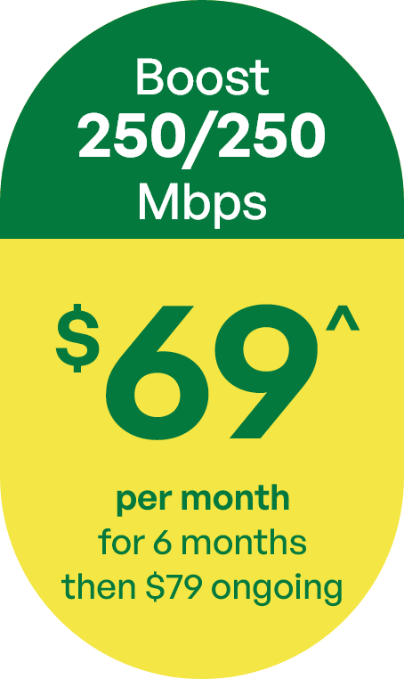 Boost plan - 250/250Mbps $69 per month